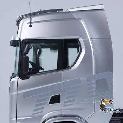 KABO-K770S-100 1/14 RC Tractor Truck Silver Cabin Side Close-Up,Openable Door And Side Window Scale Details