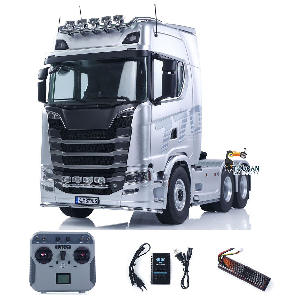 KABO-K770S-100 1/14 RC 6x6 Tractor Truck Silver Version Complete RTR Kit,Two-Speed Gearbox And Differential Lock