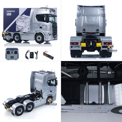 KABO-K770S-100 1/14 RC 6x6 Tractor Truck Silver Multi-View Collage,Cab Chassis And Coupler Details Overview