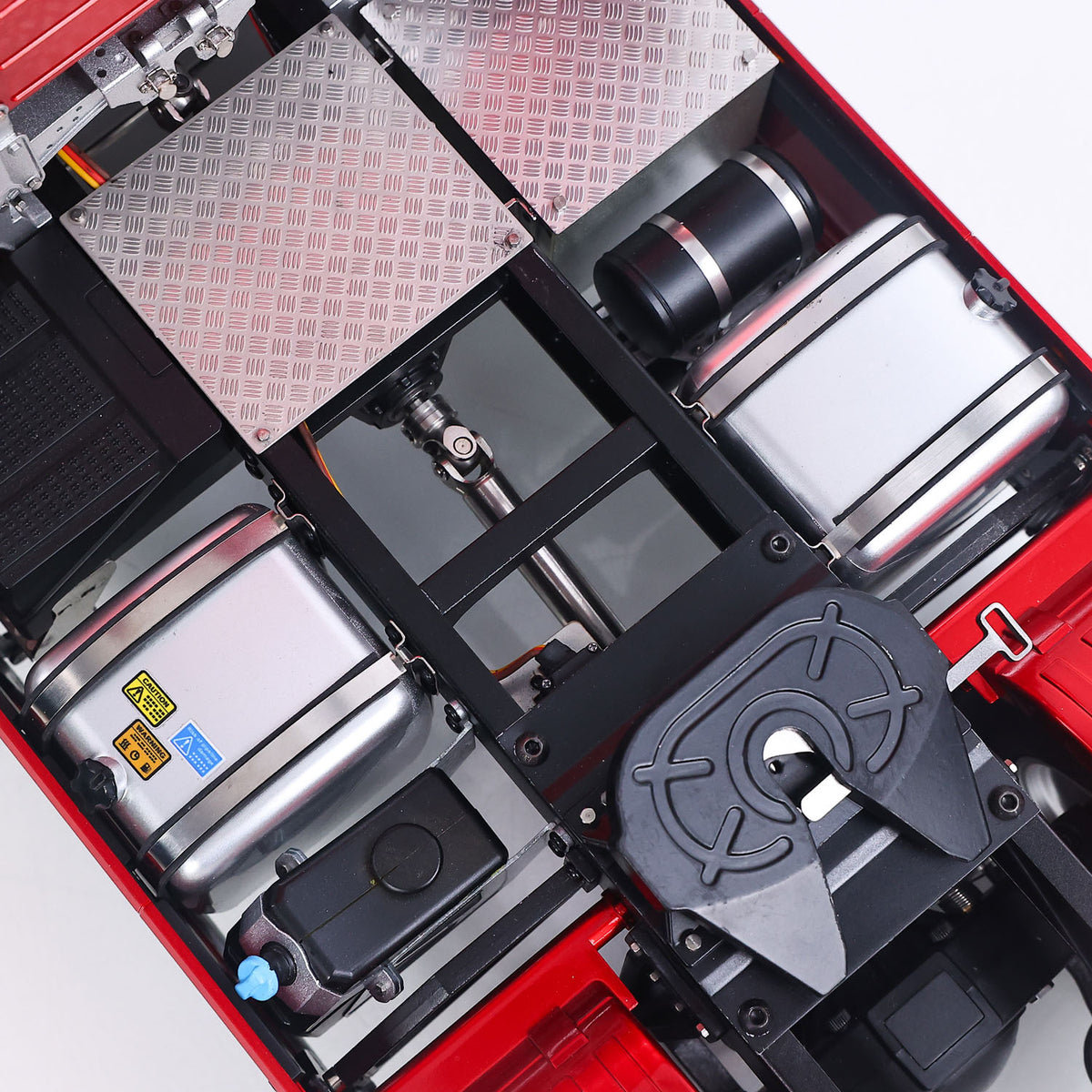 KABO K770S-100 1/14 RC 4X2 Tractor Truck Chassis Equipment Compartment Close-Up, Internal Electronic & Mechanical Components