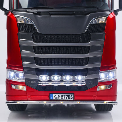 KABO K770S-100 1/14 RC 4X2 Tractor Truck Front Grille Close-Up, Illuminated Headlights & Front Bumper Detail