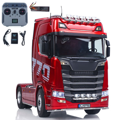 KABO K770S-100 1/14 RC 4X2 Tractor Truck Red Straight Front View, With Remote Controller, Functional Headlight & Marker Light System