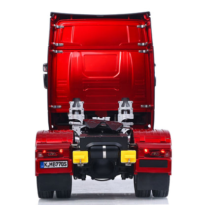 KABO K770S-100 1/14 RC 4X2 Tractor Truck Red Straight Rear View, Tail Light Assembly & Multi-Directional Fifth Wheel Coupling