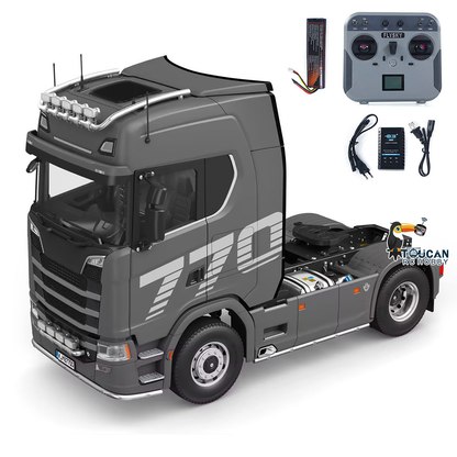 KABO K770S-100 1/14 RC 4X2 Tractor Truck Grey Version, With Flysky L12 Remote Controller, Battery & Charger, Factory Painted Fully Assembled