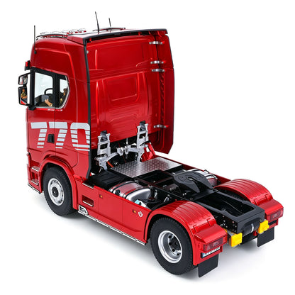 KABO K770S-100 1/14 RC 4X2 Tractor Truck Red Left Rear Oblique View, Rear Body & Chassis Frame Structure Detail