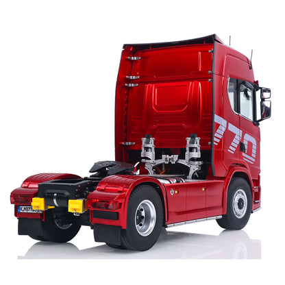 KABO K770S-100 1/14 RC 4X2 Tractor Truck Red Right Rear Oblique View, Rear Axle Differential Lock & Chassis Detail