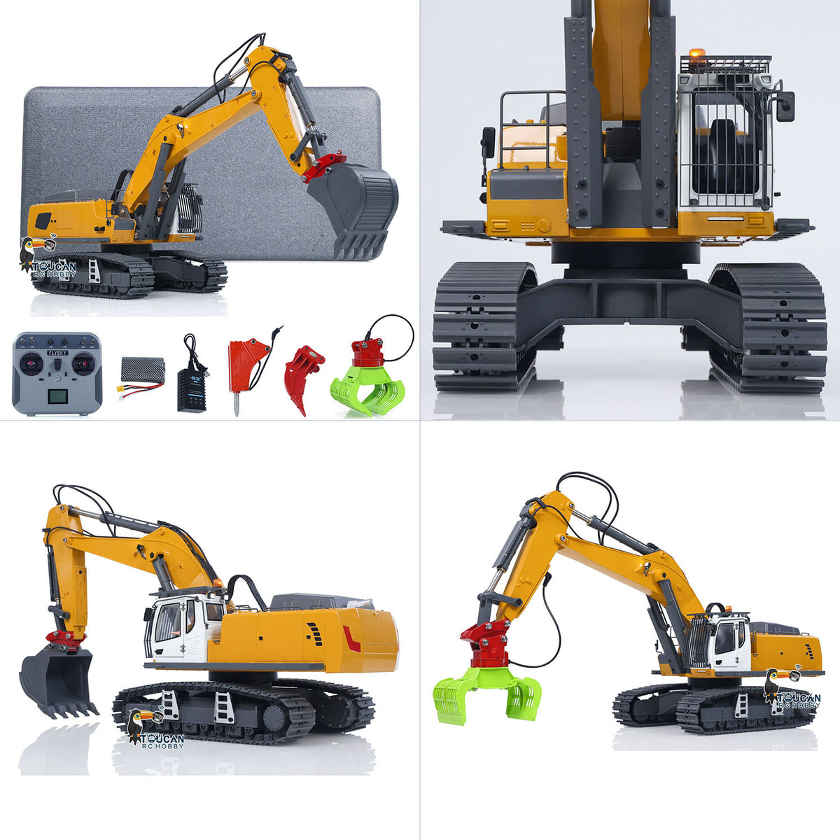 KABO‑5901‑100S 1/18 RC Excavator Multiple Working Poses Collage,360 Degree Rotation Tracked RC Excavator