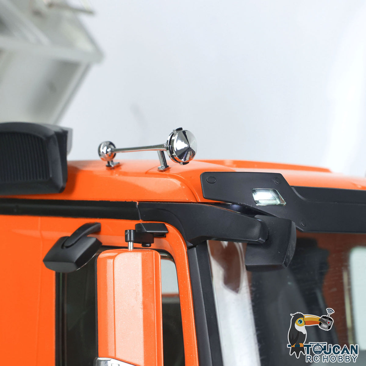 KABO‑K3364 1/14 RC 6x6 Dump Truck Cab Side Mirror Housing Close‑Up,Exterior Cab Simulated Engineering Details