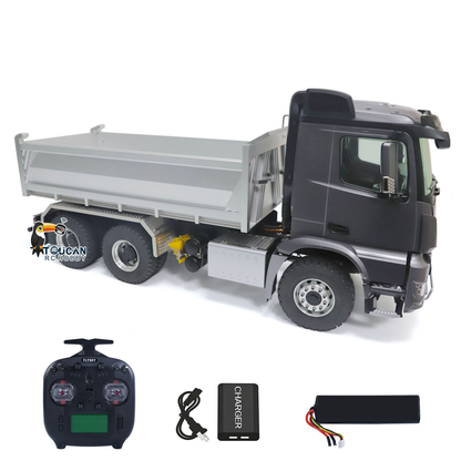 KABO‑K3364 1/14 RC 6x6 Dump Truck Gray Full Side Static View,Integrated Light And Sound RC Construction Vehicle