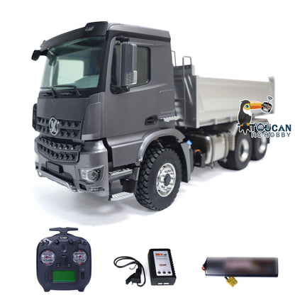 KABO‑K3364 1/14 RC 6x6 Dump Truck Gray Version Side View,6x6 All‑Wheel‑Drive RC Scale Truck Complete Set