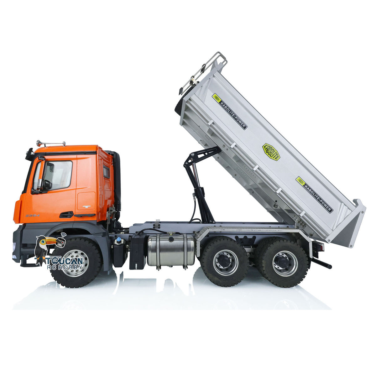 KABO‑K3364 1/14 RC 6x6 Dump Truck Orange Mid‑Lift Working Pose,Max 47 Degree Hydraulic Dumping Angle Simulation