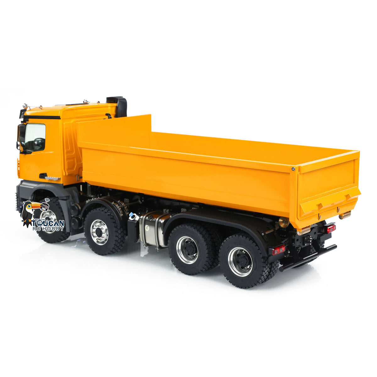 KABO‑K3365 1/14 RC 8x8 Dump Truck Rear‑Side Static View,Square Shape Dump Bed RC Construction Scale Model