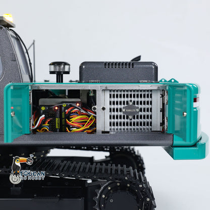 KABO‑K350‑200 1/14 RC Excavator Electronic Compartment Close‑Up,ESC And Cooling Module Internal Structure