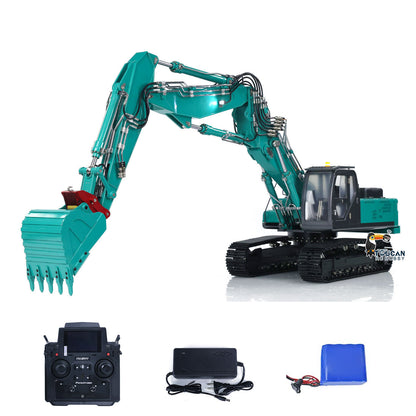 KABO‑K350‑200 1/14 Metal 3‑Piece Boom RC Hydraulic Excavator Green,7‑Way Valve,Hydraulic Quick Coupler,PL18EVLite Transmitter,11.1V‑10000mAh Battery & Charger Included