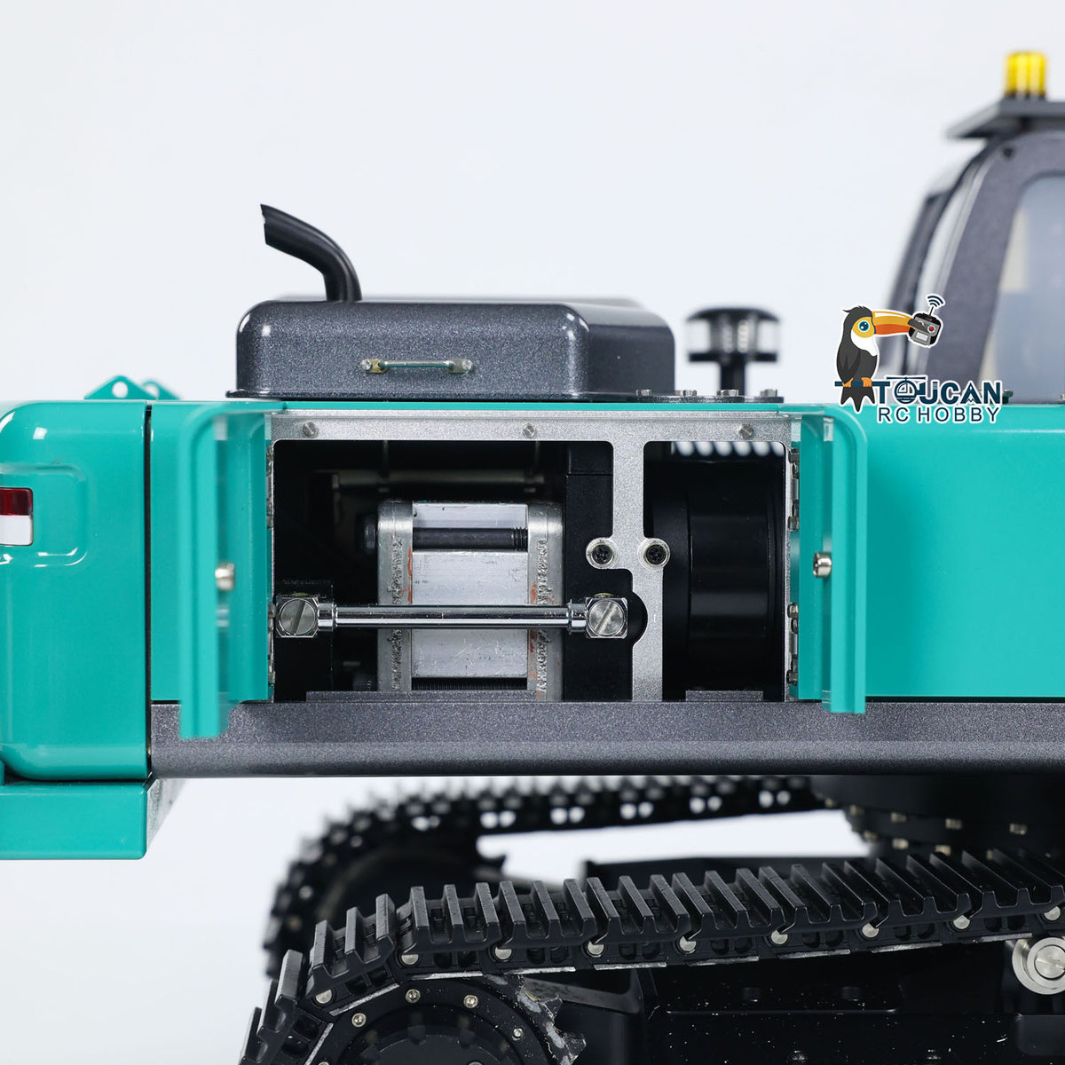 KABO‑K350‑200 1/14 RC Excavator 7‑Way Hydraulic Valve Bank Close‑Up,Precision Hydraulic Manifold Assembly Details