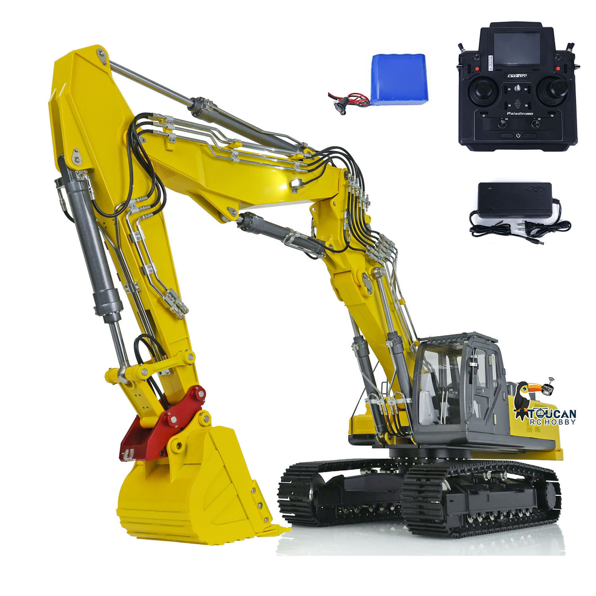 KABO‑K350‑200 1/14 RC Hydraulic Excavator Yellow Version Complete RTR Kit,Brushless Hydraulic System 3‑Section Boom Hobby Model