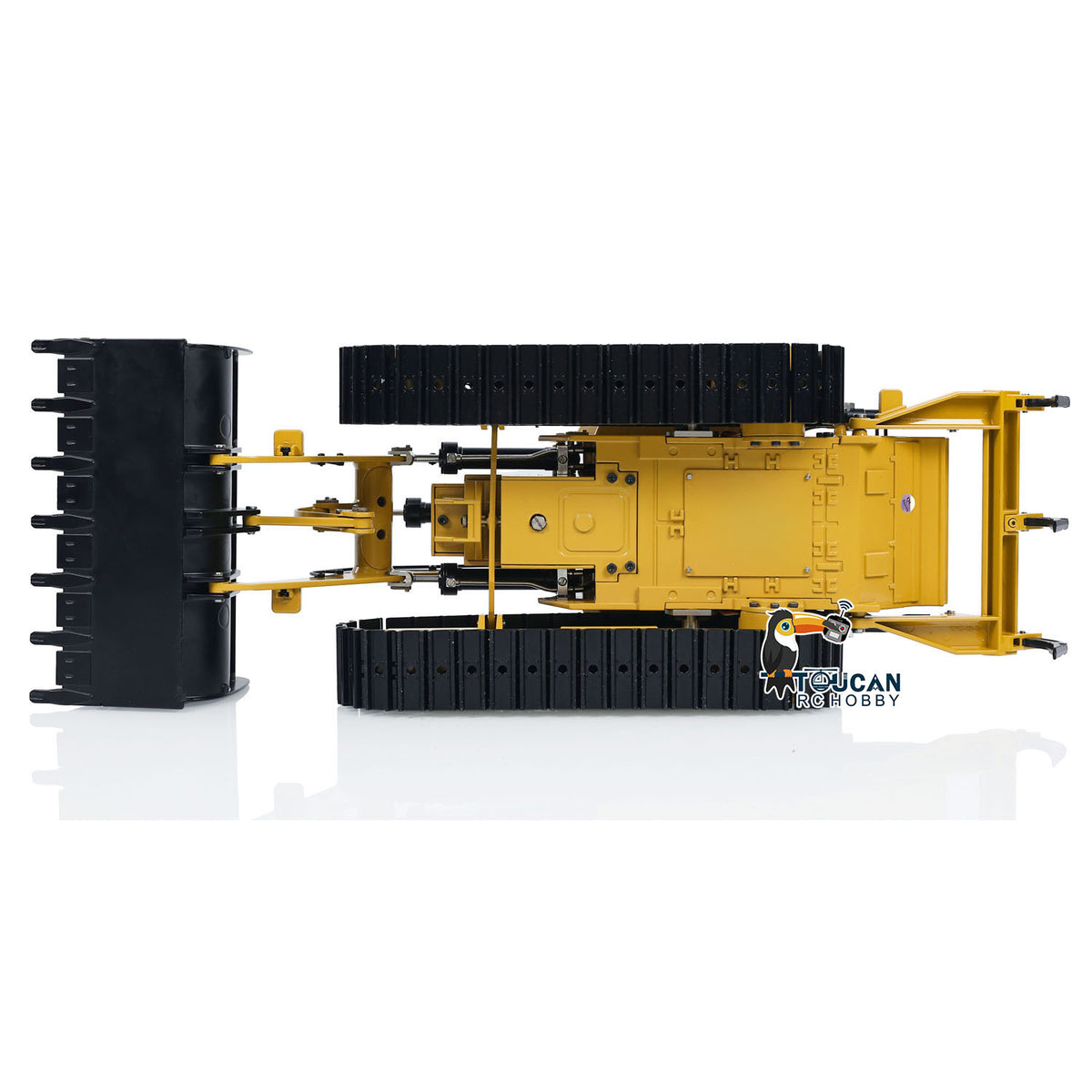 KABO‑K963‑100 1/16 RC Hydraulic Tracked Loader Bottom Chassis Overhead View,Dual‑Motor Driven Track Undercarriage Mechanical Layout