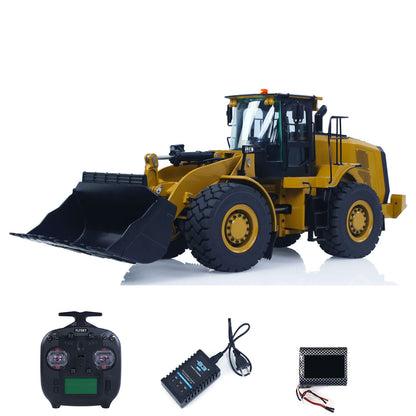 KABO‑K966 1/16 Metal RC Hydraulic Wheel Loader Yellow Version, ST8 Transmitter, 3‑Way Directional Valve, 2‑Speed Transmission, Differential Lock, Light And Sound System, Battery And Charger Included