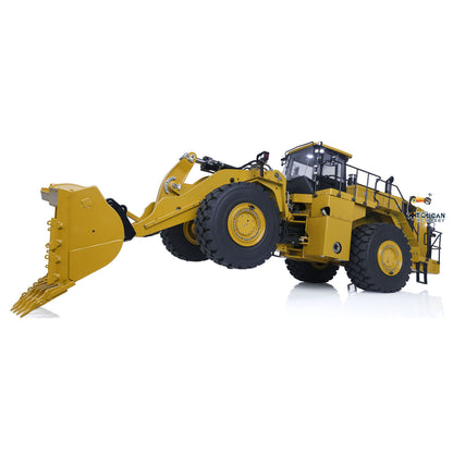 KABO‑K988‑100S 1/14 RC Hydraulic Wheel Loader Yellow Digging Working Pose, Quick‑Detach Rock Bucket Assembly