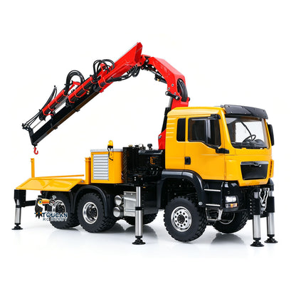 LESU 1/14 RC 6X6 Metal Truck With Hydraulic Crane, Yellow, 3-Speed Gearbox, Axle Differential Locks, 7-Way Hydraulic Valve, 6 Hydraulic Outriggers, Light & Sound System, Remote & Battery Charger Not Included