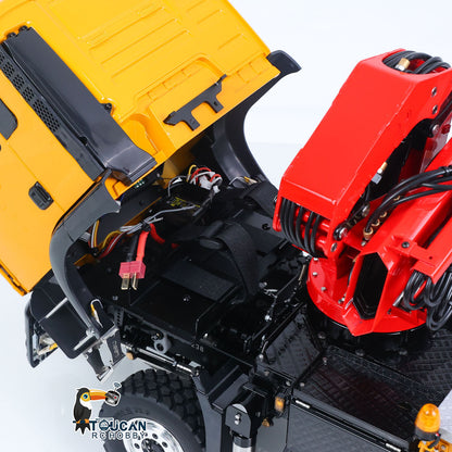 LESU 1/14 RC 6X6 Hydraulic Crane Truck Open Cargo Box Close-Up, Internal Hydraulic Lines & Built-In Mechanical Structure