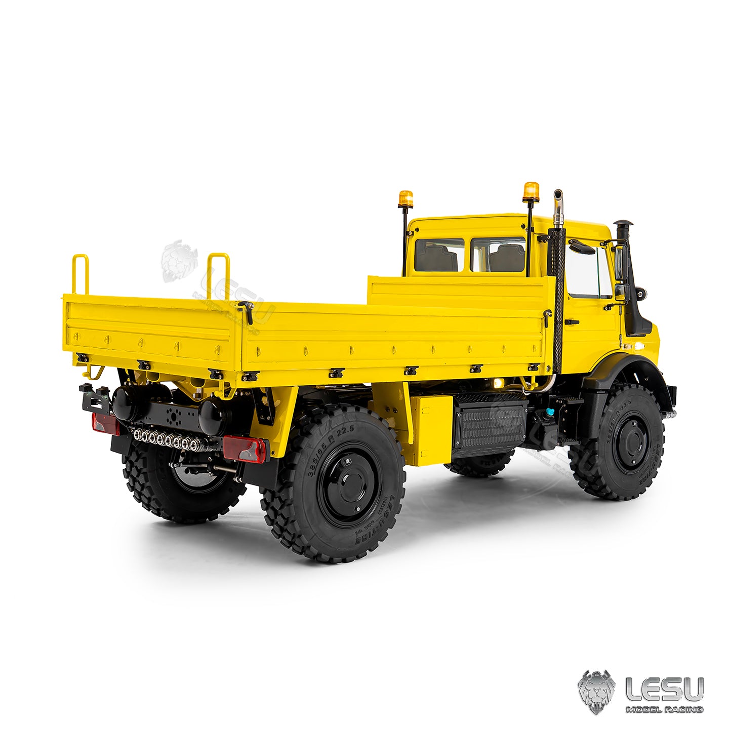 LESU U4023 1/14 metal hydraulic RC light truck yellow rear angle view