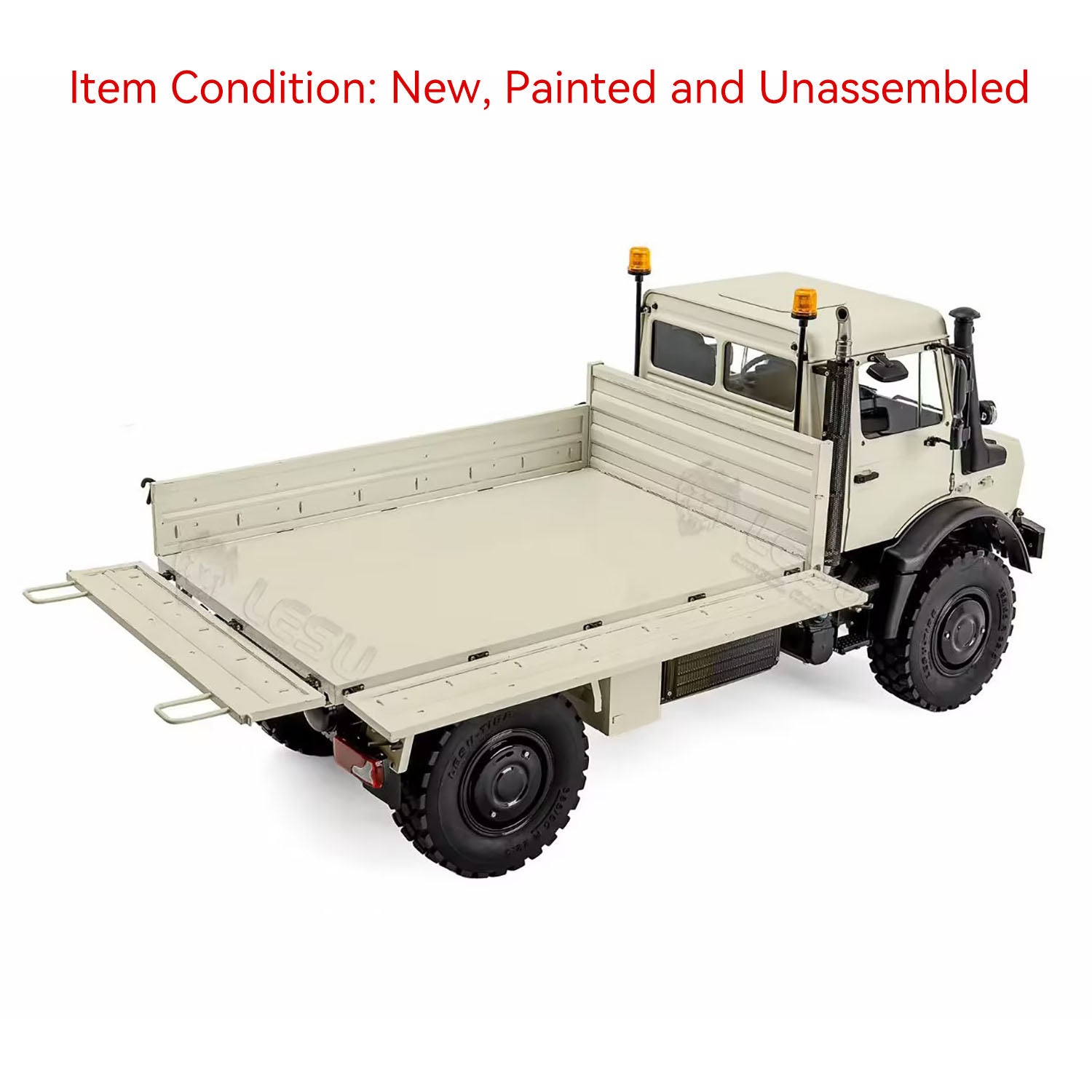 LESU U4023 1/14 metal RC all terrain light truck beige rear view