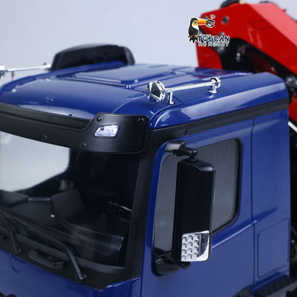 LESU 1/14 RC 8x8 Dump Truck Blue Cab Side Close‑Up, ABS Cabin Shell, Window And Rear‑View Mirror Details, Realistic Interior Cabin Parts