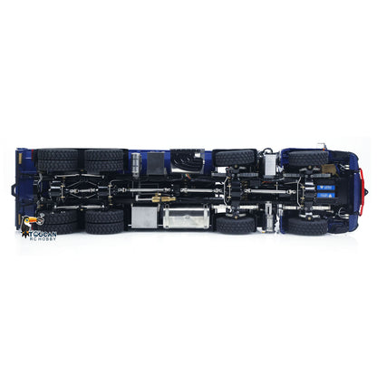 LESU 1/14 RC 8x8 Dump Truck Under‑Chassis Top‑Down View, Full‑Metal 8x8 Axles, 2‑Speed Metal Gearbox, 2/1 Differential Transfer Box, Differential Lock Mechanism