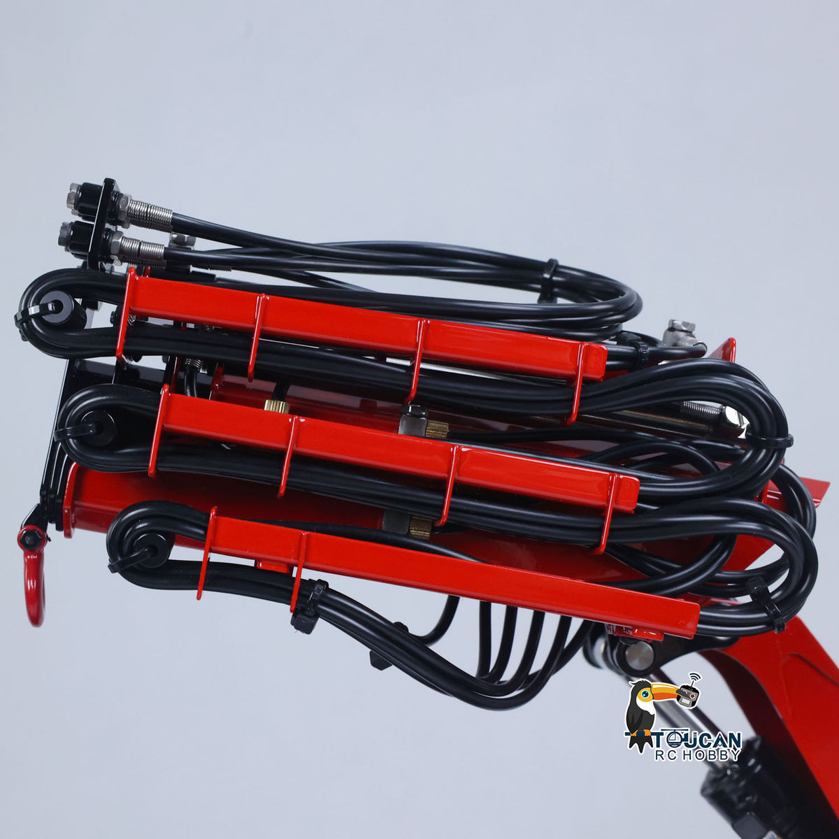 LESU 1/14 RC Full‑Metal On‑Board Hydraulic Crane Close‑Up, Multi‑Section Boom, Hydraulic Hoses, Brushed Rotary Motor And ESC Unit