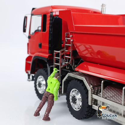 LESU 1/14 RC MAN TGS 8x8 Hydraulic Tipper Truck Red Side View With Scale Figure, Show Real Model Proportion