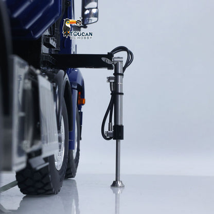 LESU 1/14 RC 8x8 Dump Truck Side Hydraulic Outrigger Deployed Close‑Up, Heavy‑Duty Metal Support Leg Assembly