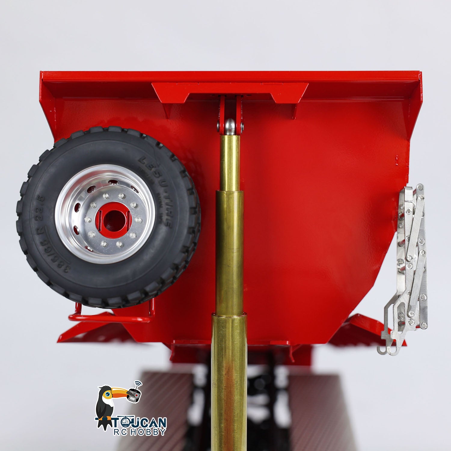 LESU 1/14 RC MAN TGS 8x8 Tipper Truck U‑Bucket Rear Inner Close‑Up, Spare Tire Mount, Hydraulic Cylinder Bottom Assembly