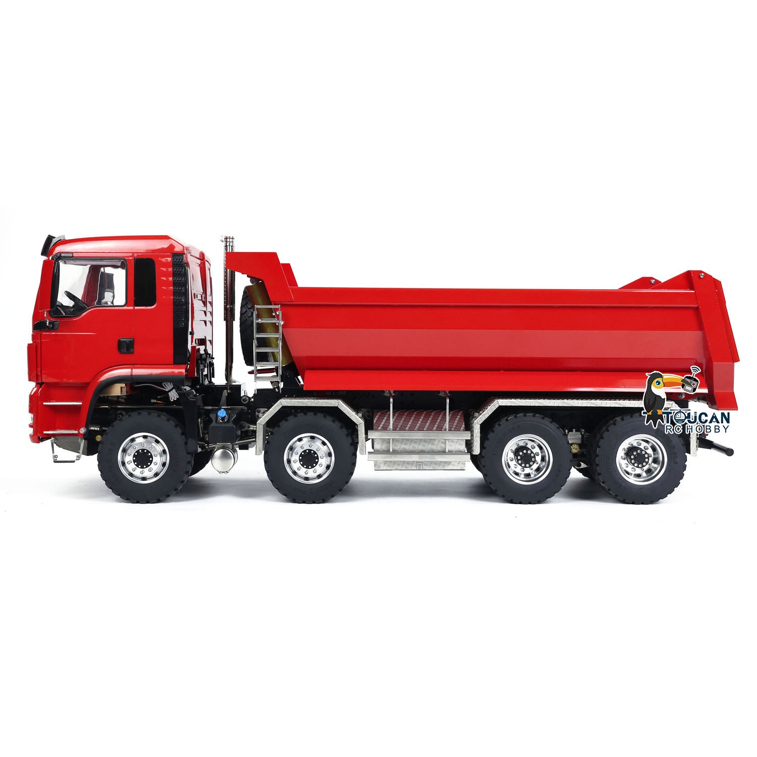 LESU 1/14 RC MAN TGS 8x8 Dump Truck Red Static View, All‑Metal Chassis, Two‑Speed Gearbox Structure