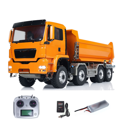 LESU 1/14 RC MAN TGS 8x8 All‑Metal Chassis Dump Truck Orange, Integrated Light & Sound System, Ready‑To‑Run Model
