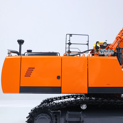 LESU 1/14 RC LR956 Hydraulic Excavator Left Side View, Orange Outer Shell, All‑Metal Track Chassis, Modular Body Structure