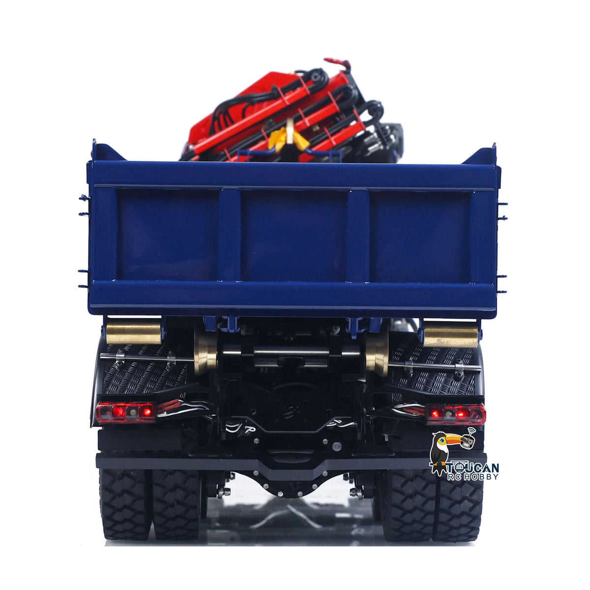 LESU 1/14 RC 8x8 Roll‑Off Dump Truck Straight Rear View, Metal Dump Bucket, Hydraulic Crane Base Assembly, Metal Air Tank And Rear Bumper