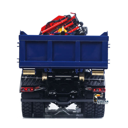 LESU 1/14 RC 8x8 Roll‑Off Dump Truck Straight Rear View, Metal Dump Bucket, Hydraulic Crane Base Assembly, Metal Air Tank And Rear Bumper