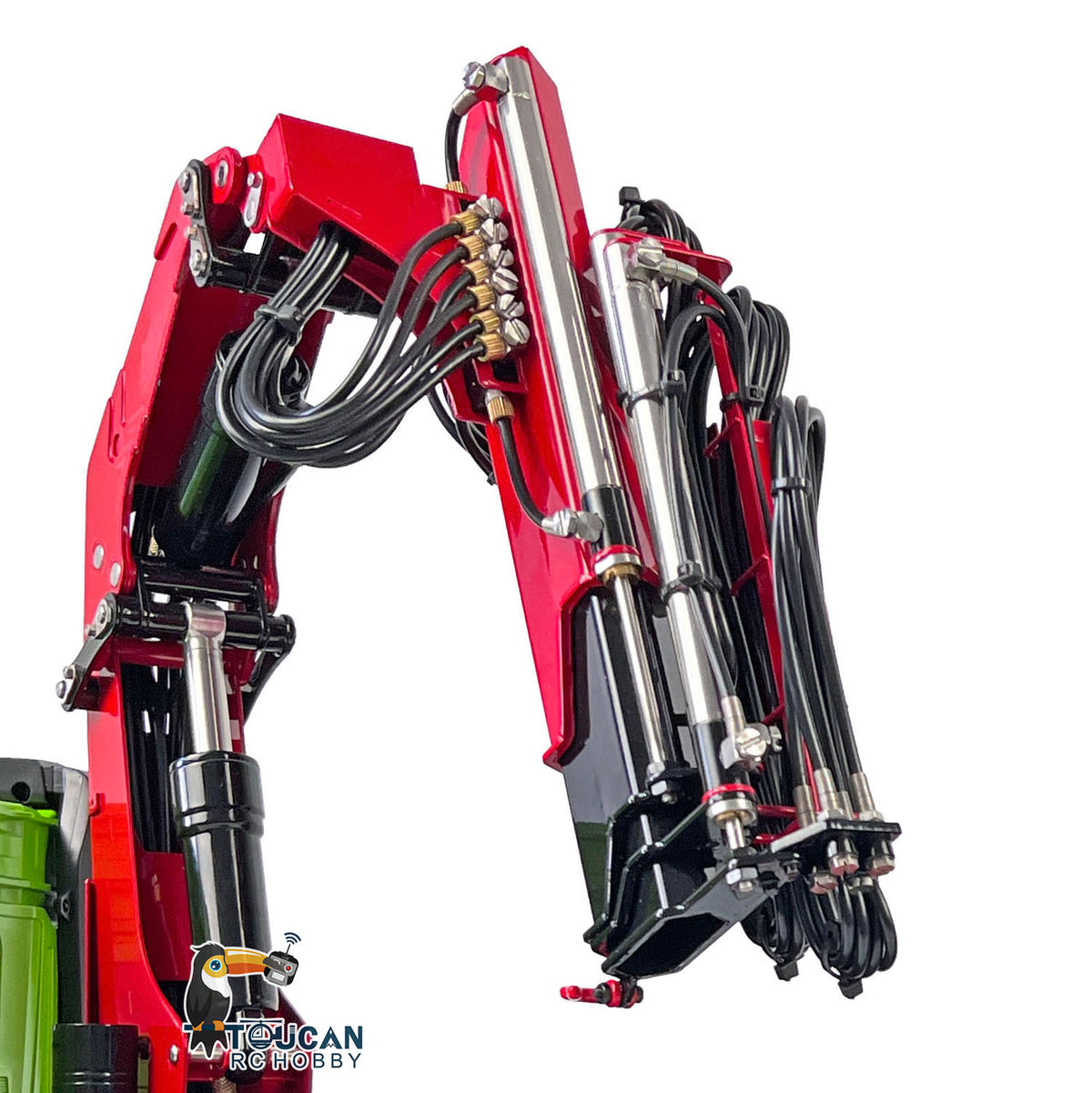 LESU 1/14 RC Hydraulic Crane Close‑Up, Brass Valve Body, Hydraulic Cylinders And Boom Joint Mechanism, 7‑Pcs 12G Servos For Crane Control