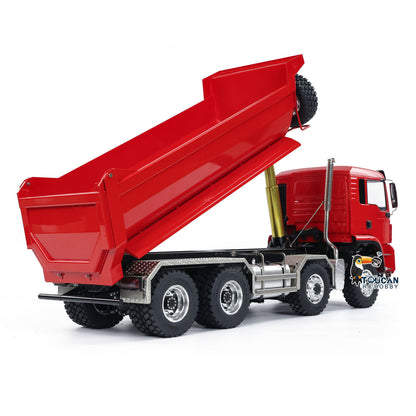 LESU 1/14 RC 8x8 Hydraulic Tipper Truck Red Cab Front View, Integrated Lighting System, Realistic Cab Shell