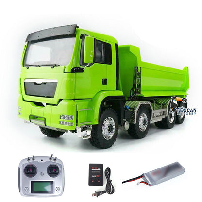 LESU 1/14 RC 8x8 All‑Wheel‑Drive Tipper Truck Green, Pre‑Assembled Chassis And TOUCAN Painted Cab, Realistic Light Sound Effects