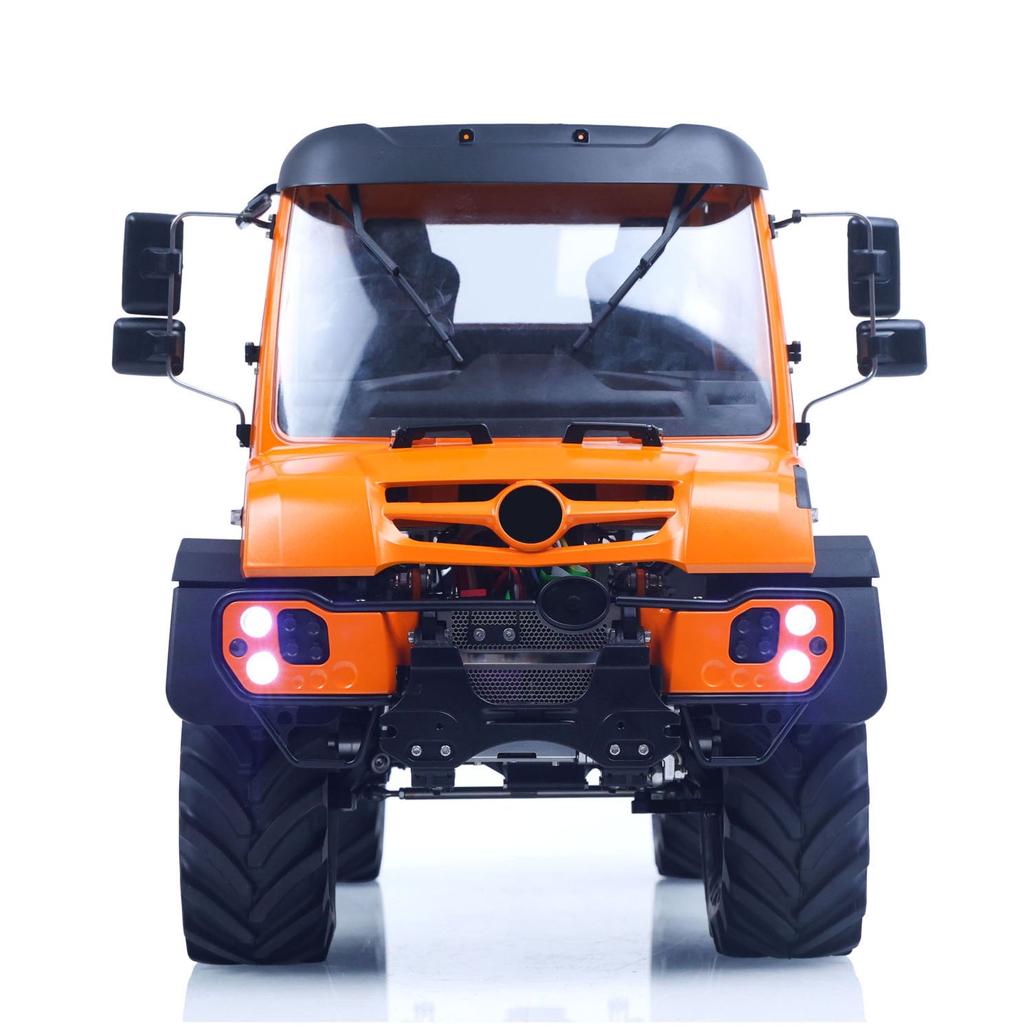 LikeRC U535Lite RC 4X4 Off‑Road Truck Orange Front View With Illuminated Headlights, Working Light System, TOUCAN Spray‑Painted Finish
