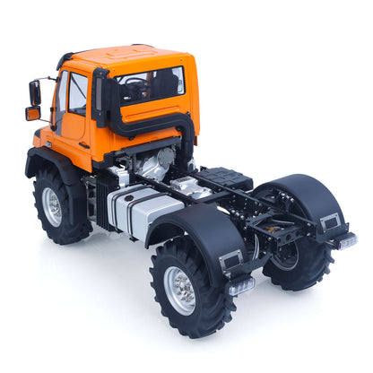 LikeRC U535Lite RC 4X4 Crawler Tractor Truck Orange Right Rear Oblique View, Rear Chassis Structure, TOUCAN Painted Body Shell