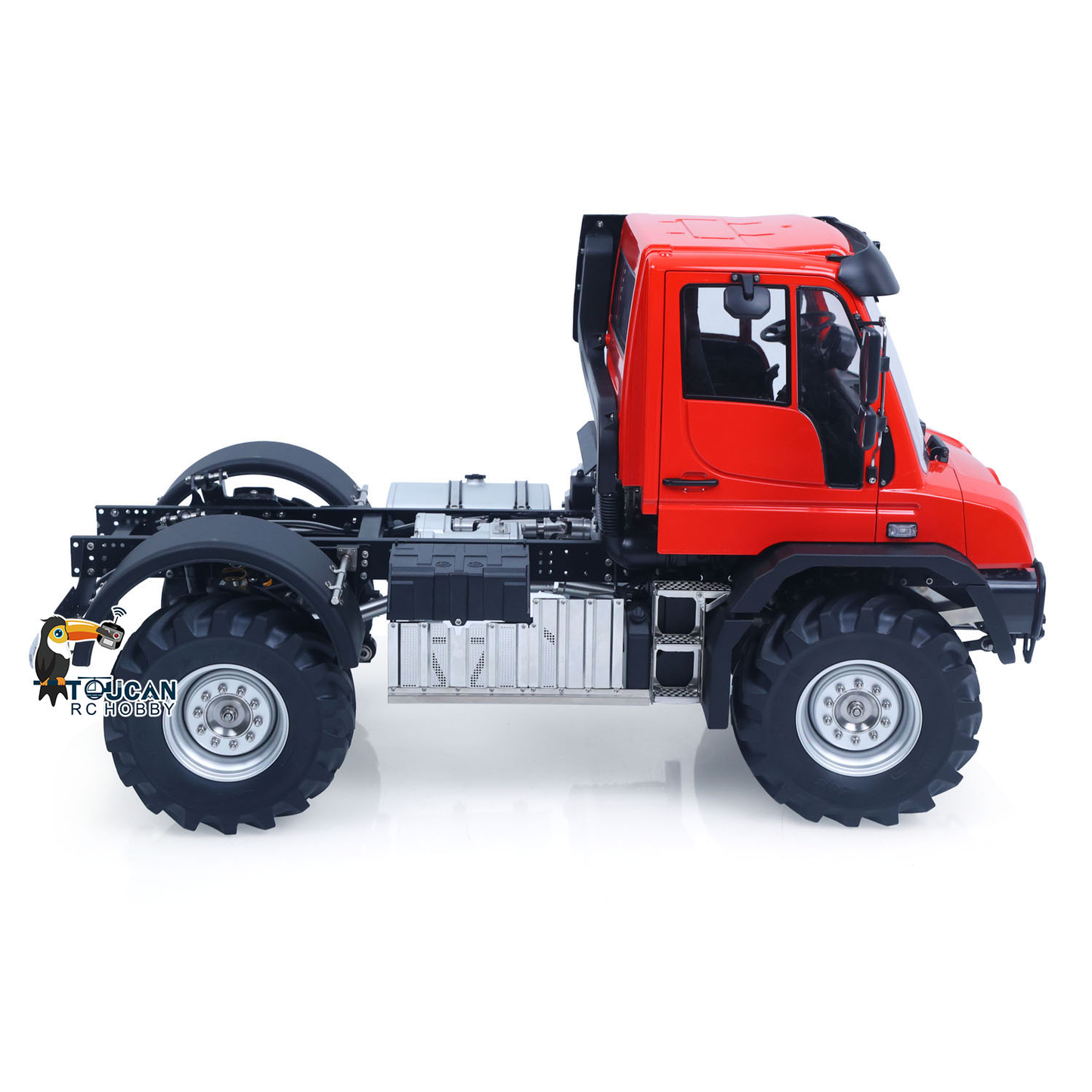 LikeRC U535Lite RC 4X4 Crawler Tractor Truck Red Left Side Profile, Factory Assembled Chassis, Two‑Speed Gearbox