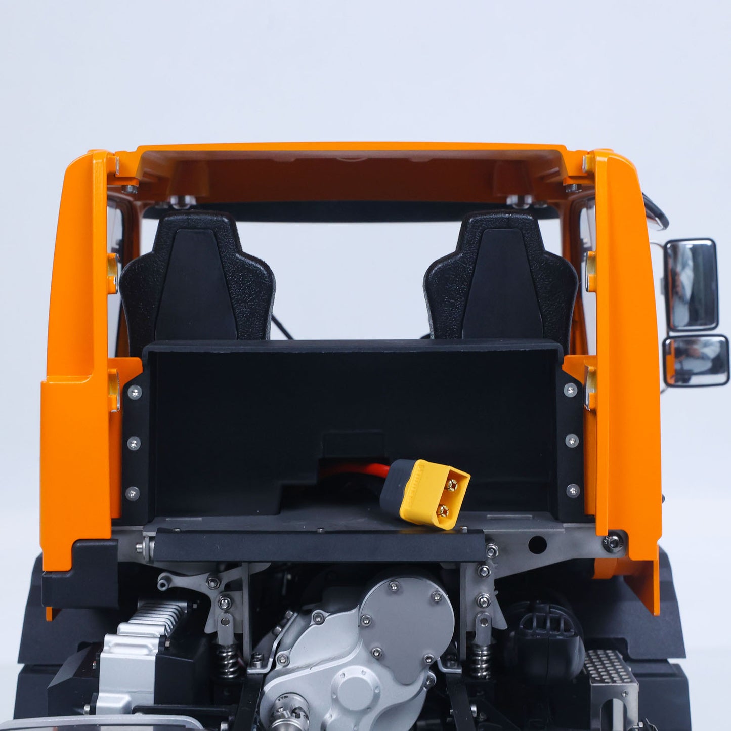 LikeRC U535Lite RC 4X4 Off‑Road Truck Tilted Cab View, Exposed Internal Motor & Mechanical Gear Structure