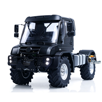 LikeRC U535Lite 1/14 RC 4X4 Crawler Truck Black Straight Front View, Matte Black Painted Body, Heavy‑Duty Off‑Road Tires