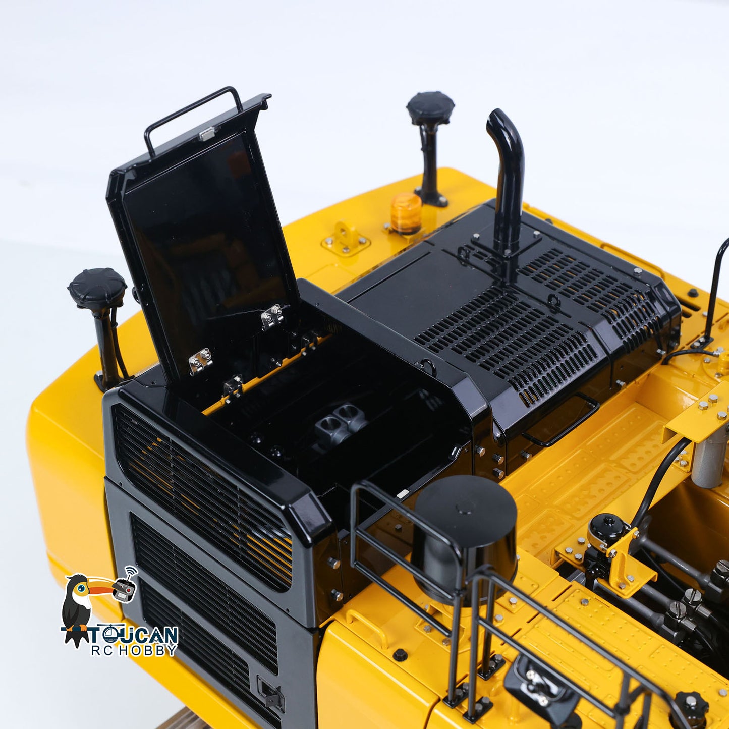 LS 1/14 RC PC500 Rock Arm Digger, Tilt‑Up Cabin View, Expose Swivel Platform Equipment Bay, Pre‑Assembled RC Construction Machinery
