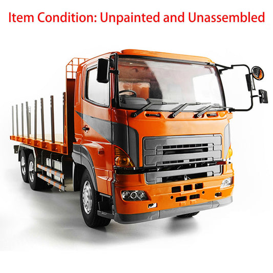 LS 1/14 RC Hino700 6x4 flatbed truck metal chassis white studio front view
