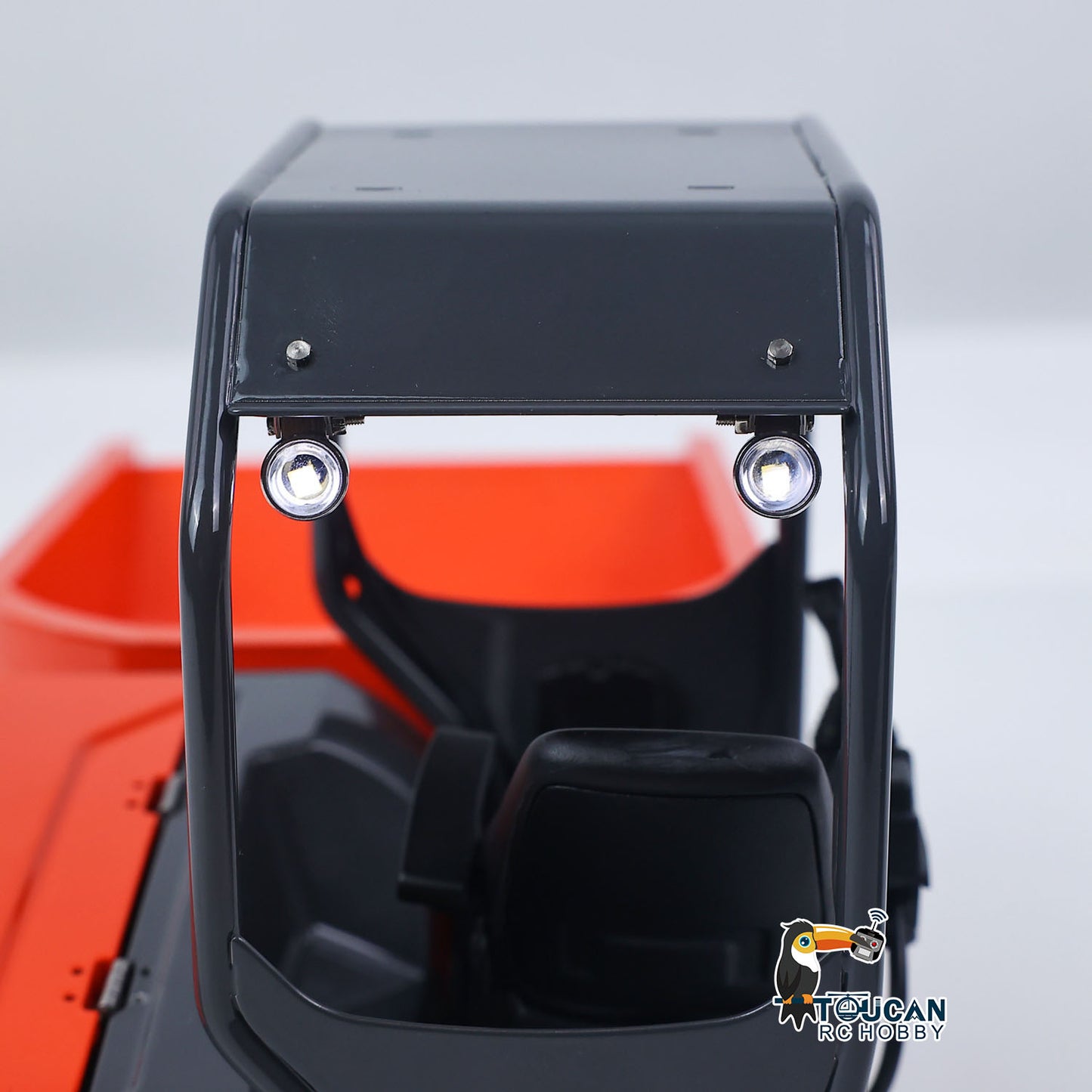 LS 1/14 RC Metal Hydraulic Tracked Dumper Aoue KC300HR‑5 Cab Front Frame Windshield Close‑up RC Mini Dumper Operator Cabin Detail