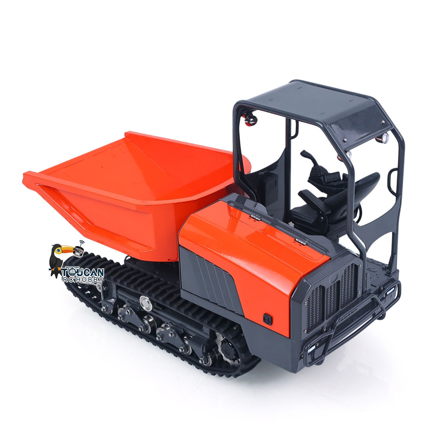 LS 1/14 RC Metal Hydraulic Tracked Dumper Aoue KC300HR‑5 Front Angled Overall Static View Rubber Track RC Mini Dumper Scale Model